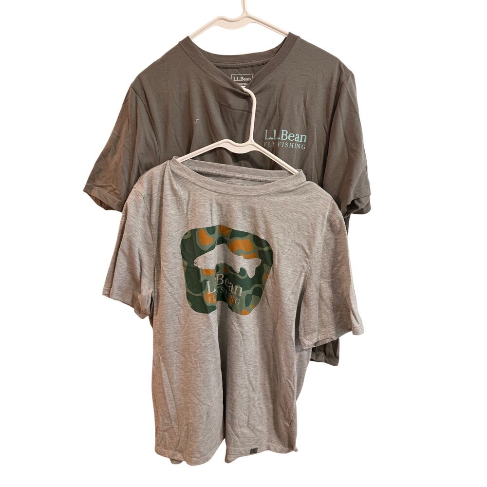 L.L. Bean Fly Fishing T-Shirts-Set of 2-Men's Sz L Gray Shirts Hiking Outdoor
